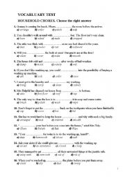 English Worksheet: TEST Household chores