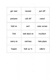 English Worksheet: Phrasal Verb Memory game 