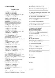 English Worksheet: Satisfaction - song