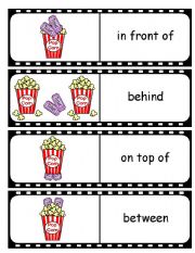 English Worksheet: Where are the Movie Tickets Preposition Dominoes and Memory Cards Part 3 of 4