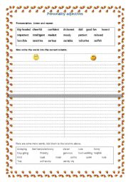 English Worksheet: Personality Adjectives