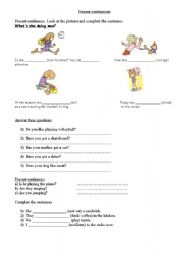 English Worksheet: Present continuous