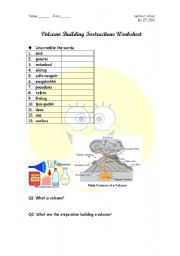 English Worksheet: volcano building