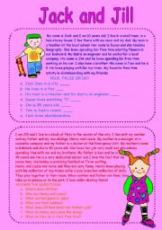 English Worksheet: Jack and Jill