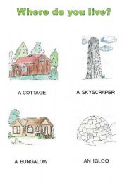 English Worksheet: different houses