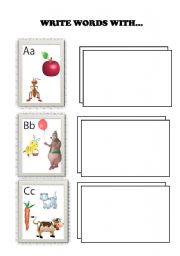 English worksheet: WRITING ABC WORDS