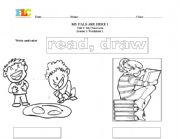 English worksheet: read, draw