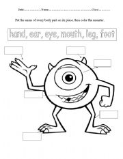 English Worksheet: monsters body