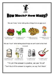 English Worksheet: How Much? How Many?