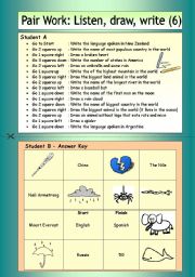 English Worksheet: Pair Work: Listen, draw, write (6)