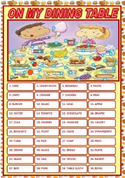 English Worksheet: ON MY DINING TABLE