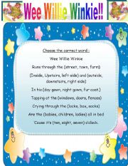 English worksheet: Wee Willie Winkie