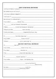 English worksheet: CONDITONAL WRITTEN EXERCISES