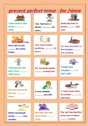 English Worksheet: present perfect / for and since