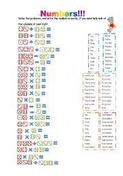 English Worksheet: numbers