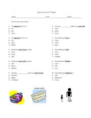 English Worksheet: adjectives quiz