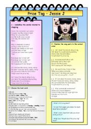 English Worksheet: Song - Price Tag  by Jessie J