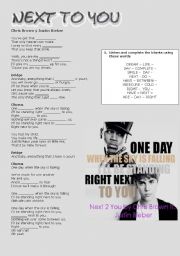 English Worksheet: Next to You 