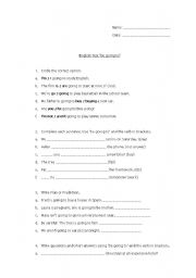 English Worksheet: test going to
