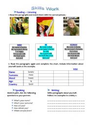 English worksheet: SKILLS WORK