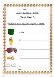 English worksheet: Test 4 grade 