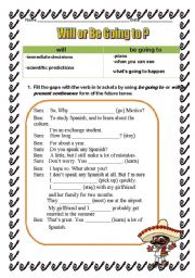 English Worksheet: WILLOR BE GOING TO?