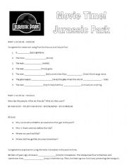 English worksheet: Jurassic Park worksheet 1