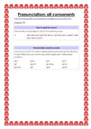 Pronunciation II: all consonants (24 lessons: Lesson 21 to 44)