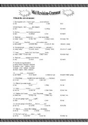 English Worksheet: Mid Revision -Grammar