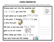 English Worksheet: Using Pronouns