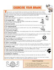 English Worksheet: EXERCISE YOUR BRAIN!