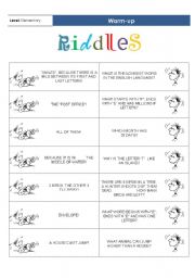 English Worksheet: Warm-up_Riddles