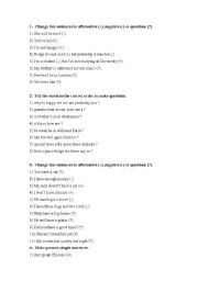 English Worksheet: Grammar review 1