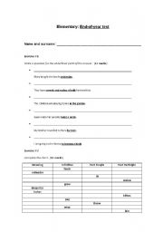 English worksheet: elementary end-of-year examination