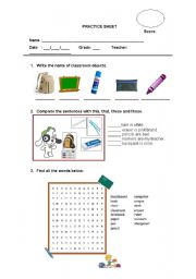 English worksheet: Demostrative objects