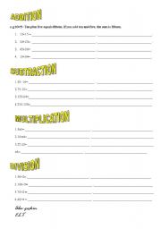 English worksheet: Mathematical terms