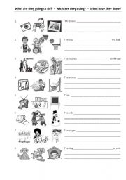 English Worksheet: going to - future & present continuous & present perfect (EXERCISE)