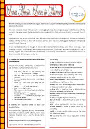 English Worksheet: Loves music, loves to dance.