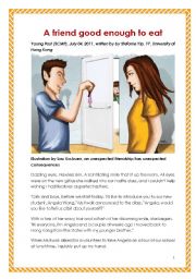 English Worksheet: Suitable for HKDSE School-based assessment (SBA) - print-fiction (a short fiction for practice). A friend is good enough to eat, written by a girl aged 17 