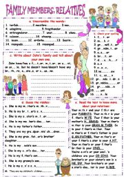 English Worksheet: FAMILY MEMBERS, SPELLING, LEARNING.