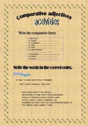 English worksheet: comparative adjectives