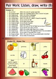 English Worksheet: Pair Work: Listen, draw, write (8)