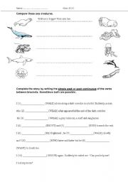 English Worksheet: sea creatures