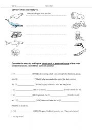 English worksheet: sea creatures