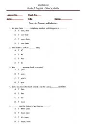 English Worksheet: Possessive Pronouns and Adjectives