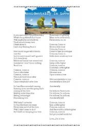 English Worksheet: Shrek 2 Song Accidentally in Love by: Counting Crows