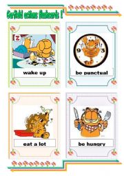 English Worksheet: Garfield actions flashcards 1 (31.07.2011)