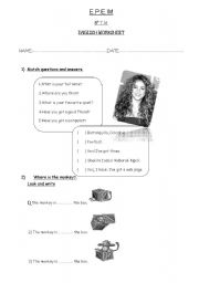 English Worksheet: Diagnostic test
