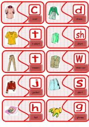 ladies clothes initial sounds flashcards