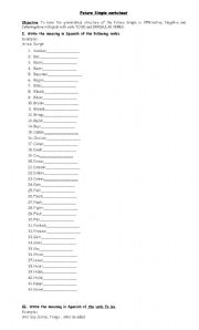 English Worksheet: Future simple